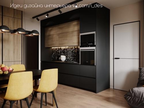 Контрастный дизайн кухни как вам цветовая гамма? 04