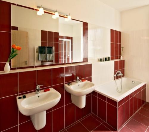 Дизайн красной ванной комнаты. 03