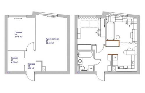 Интерьер 1-комнатной квартиры 39 кв. 09