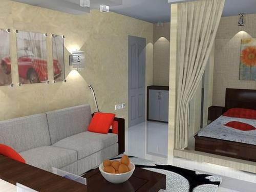 Идеи дизайна интерьера однокомнатной квартиры. 04