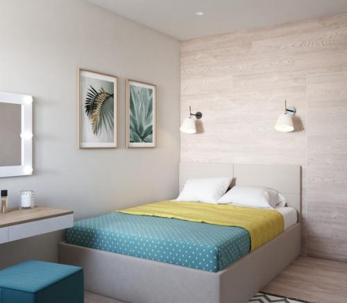 Квартира с очень красивыми цветовыми акцентами в дизайне, S = 65 кв. 09