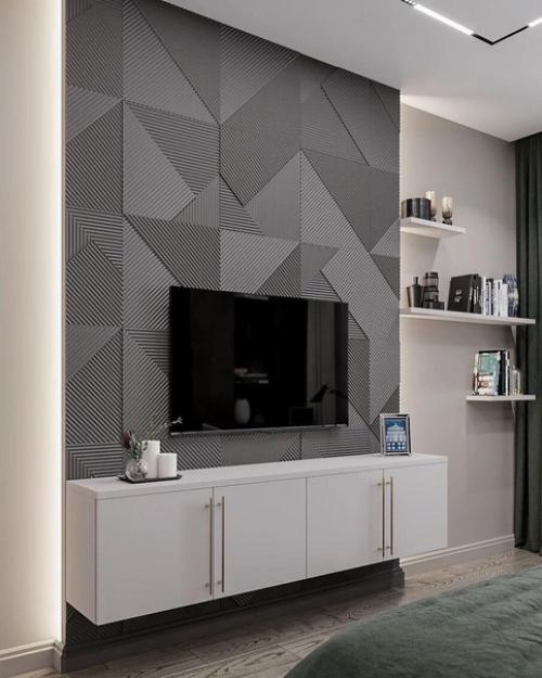 Оформление тв зоны в гостиной. 01