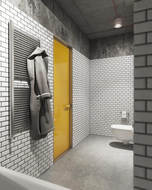 Брутальный дизайн проект интерьера ванной комнаты в квартире для молодого человека. 02