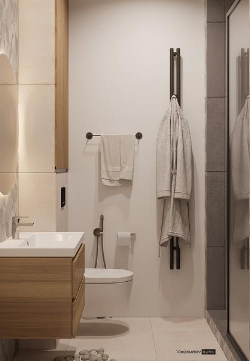 Дизайн интерьера санузла с просторным душем. 01