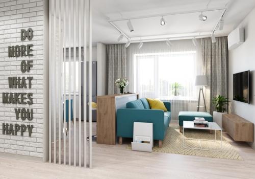 Квартира с очень красивыми цветовыми акцентами в дизайне, S = 65 кв. 07