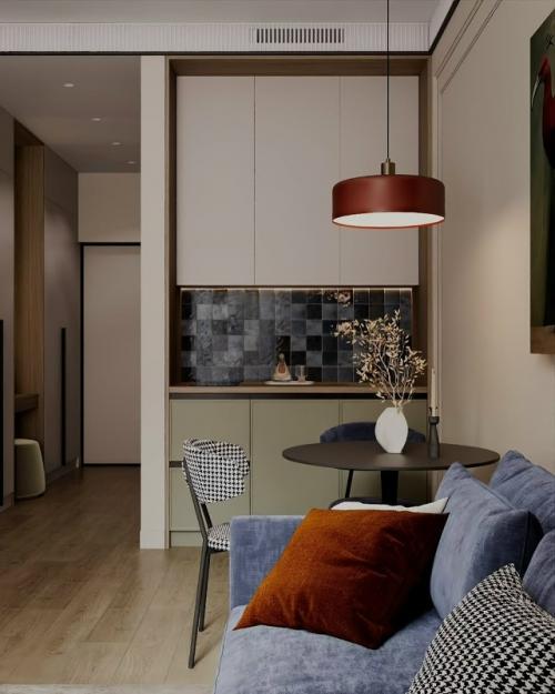 Проект небольшой, но уютной квартиры - студии. 

