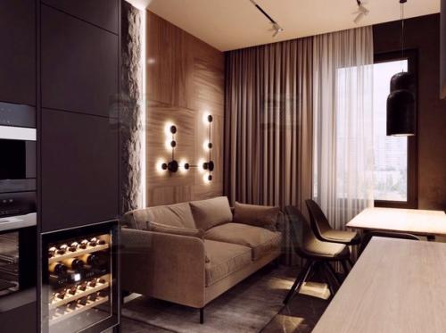 Стильный дизайн интерьера двухкомнатной квартиры Шоколад И Перец. 05