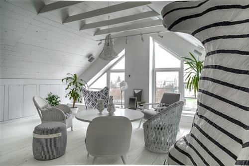 Дизайнинтерьра@Stonefloor.  Снежная Мансарда с Полосатым Медведем. 04