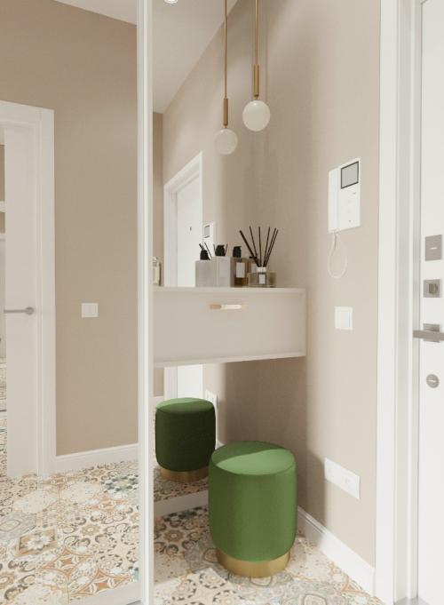 Проект квартиры - студии 28, 8 м 2 (34, 5 м 2 с балконом) в ЖК ренессанс во Владивостоке. 09