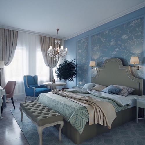 Интерьер спальни в классическом стиле. 02