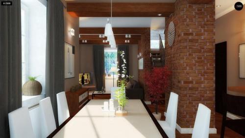 Проект: компактный дом с мансардой с камином на террасе. 04