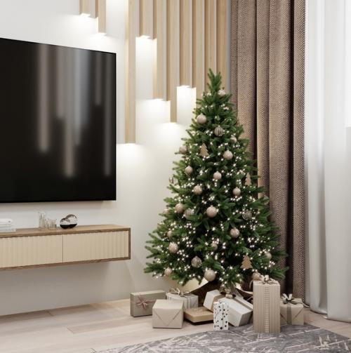 Светлая кухня, которая плавно переходит в гостиную. 03