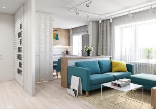 Квартира с очень красивыми цветовыми акцентами в дизайне, S = 65 кв. 03