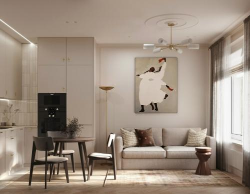 Проект 1-комнатной квартиры почти 40 м 2 в ЖК Грин парк в Москве.  