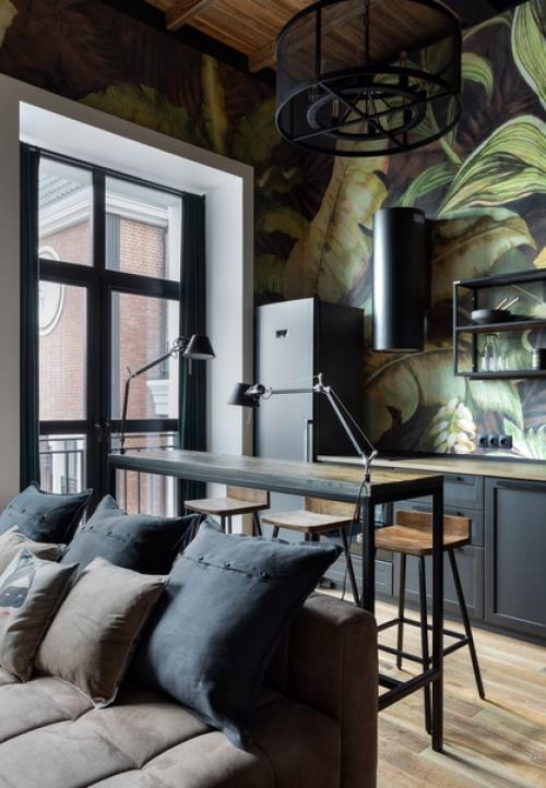 Стильный лофт 31 м с антресолью в Москве. 02