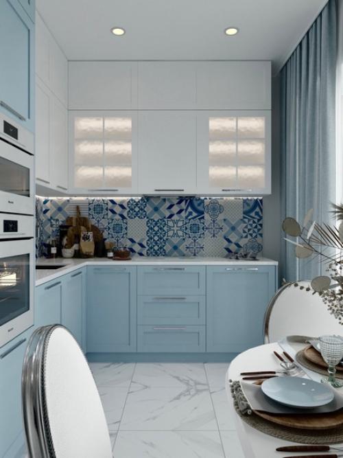 Небесно голубой идеально подходит для оформления кухни. 02