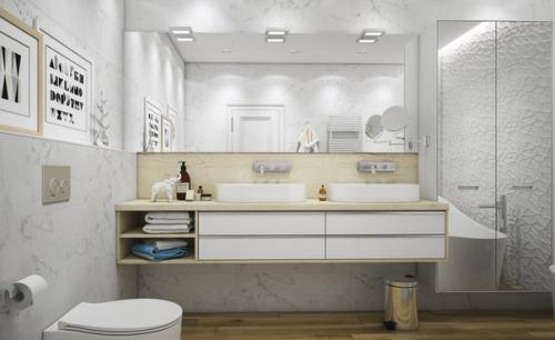 Дизайн ванной комнаты в белых тонах 10 кв. 02