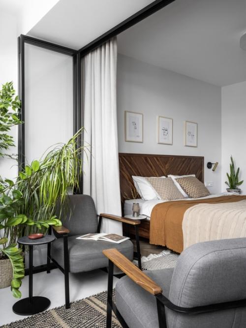 Маленькая квартира 45 м со спальней за занавеской в Москве. 07