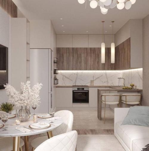 Красивая кухня. В светлых, нежных оттенках. 01