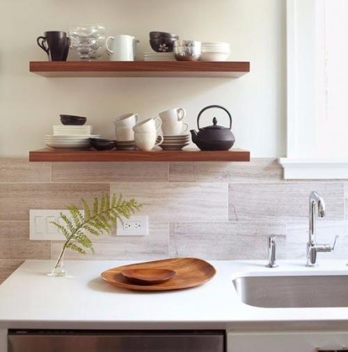 Открытые полки на кухне. 06