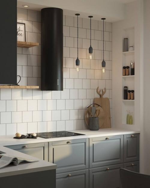 Интерьер кухни в современном скандинавском стиле. 01