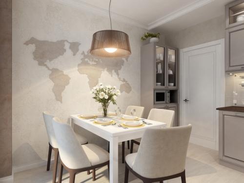 Прекрасный интерьер кухни в сером цвете. 01