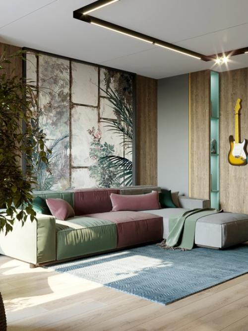 Кухня и гостиная в танхаусе в Копенгагене. 09