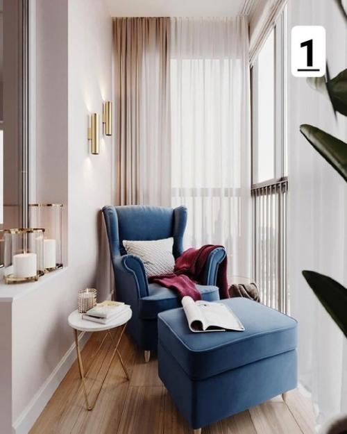 Интерьер балкона тоже может быть шикарным. 01