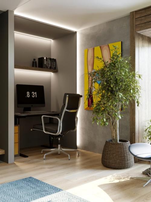 Кухня и гостиная в танхаусе в Копенгагене. 07