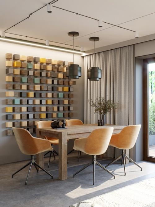 Кухня и гостиная в танхаусе в Копенгагене. 01