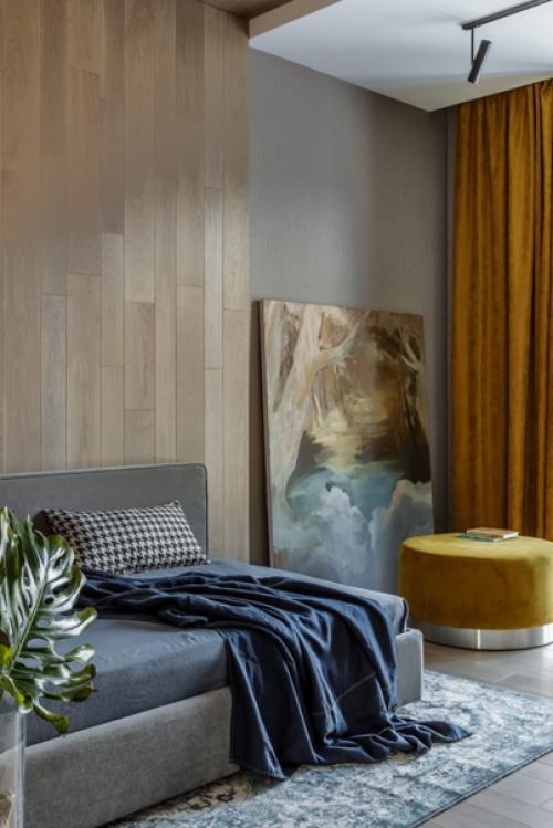 Яркий пример того, как интегрировать солнечный оттенок в текстиль спальни или гостиной. 01