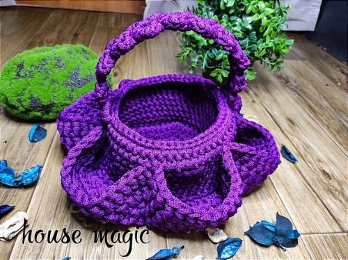 Пасхальная корзинка для кулича и яиц из полиэфирного шнура. 02