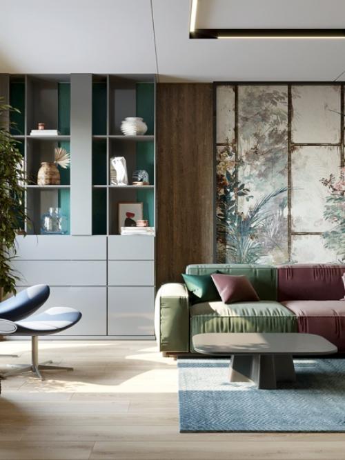 Кухня и гостиная в танхаусе в Копенгагене. 05