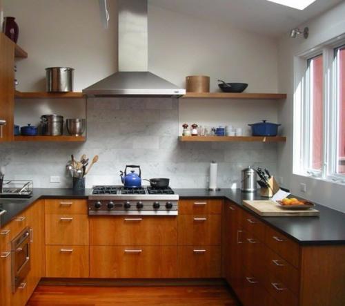 Открытые полки на кухне. 07