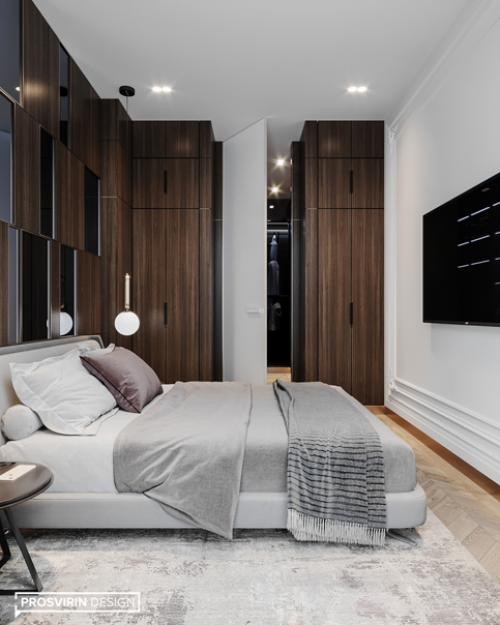 Как вам решение с панелями за изголовьем кровати? 02