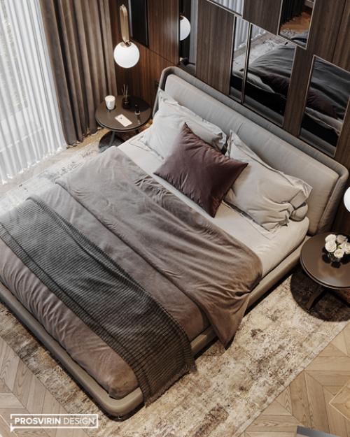 Как вам решение с панелями за изголовьем кровати? 07