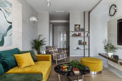 Яркий пример того, как интегрировать солнечный оттенок в текстиль спальни или гостиной. 04