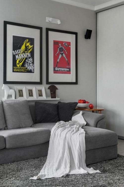 Интерьер квартиры в сером цвете. 06