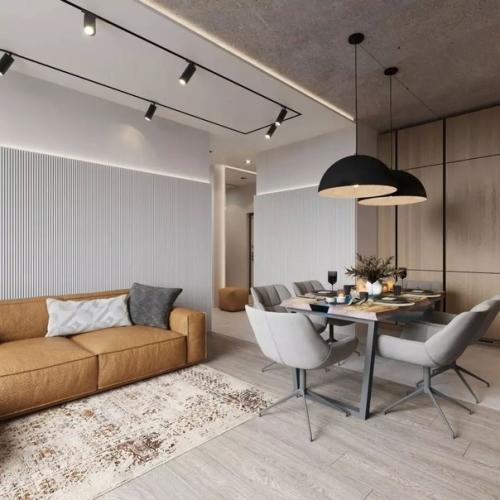 Уютный интерьер этой кухни - гостиной площадью 19 кв. 04