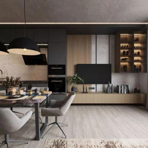 Уютный интерьер этой кухни - гостиной площадью 19 кв. 02