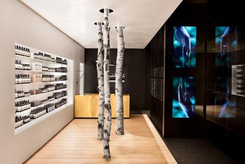 Интерьер нового магазина Aesop с березами внутри в Монреале / Alain Carle. 04
