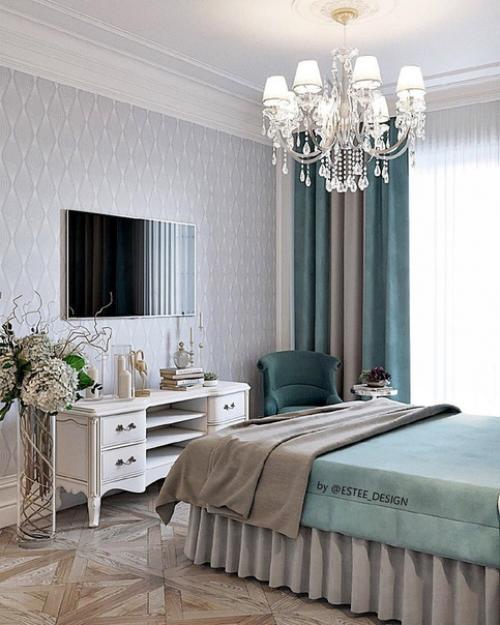 Спальня в нежном голубом цвете. 01