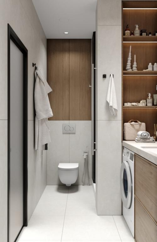 Дизайн проект ванной комнаты в стиле джапанди - это гармоничное сочетание минимализма и теплоты, которое создает атмосферу уюта и спокойствия. 03