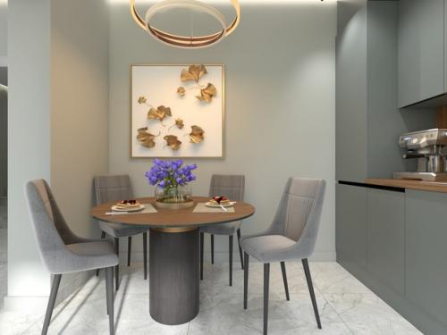 Кухня - гостиная в частном доме для семьи. 03