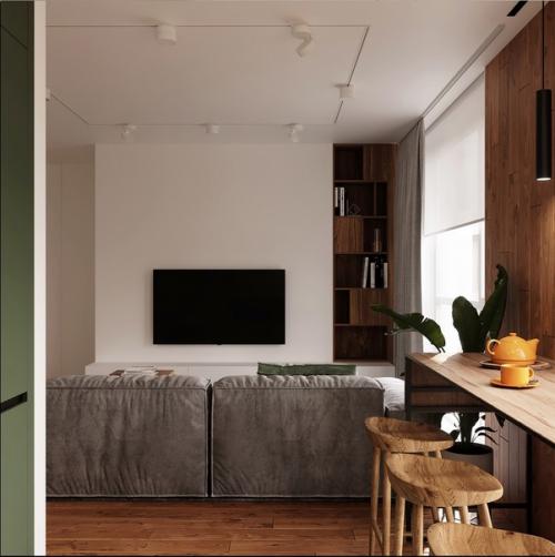 Это уютная и стильная квартира площадью 62 квадратных метра, которую спроектировали для молодой семьи. 03