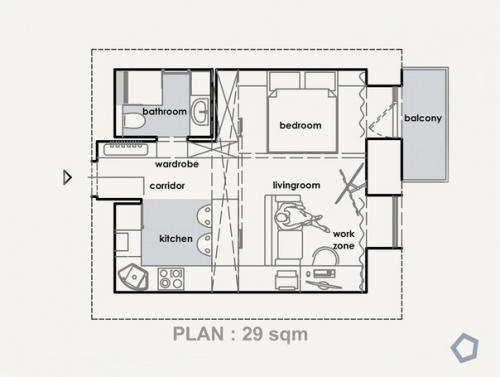 Вот вам и доказательство того, что даже в смарт - квартире площадью всего 26 кв. 07