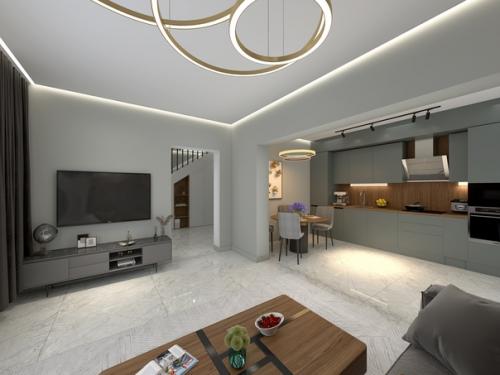 Кухня - гостиная в частном доме для семьи. 01