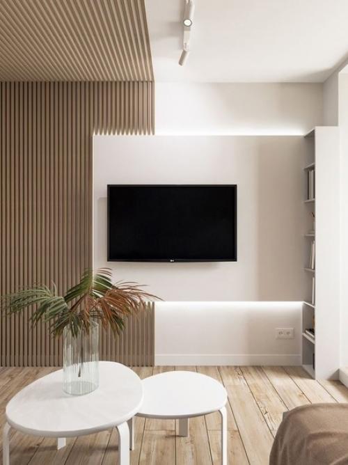 Современный, актуальный, комфортный и легкий интерьер кухни - гостиной в квартире молодой женщины. 05