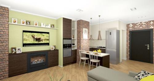 ЖК Новая Скандинавия.  Проект кухни - гостиной для молодой семьи. 03