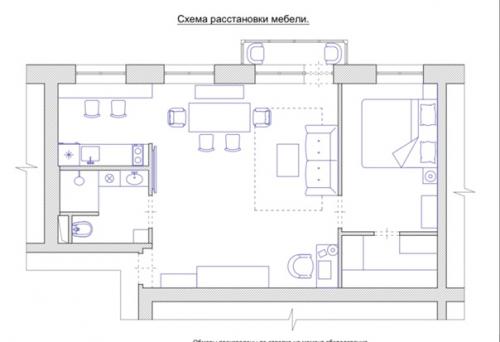 Квартира 56 м, до переделки была 3-ка, стала двухкомнатной с большой светлой гостиной, большим санузлом, отдельной спальней и гардеробной. 09
